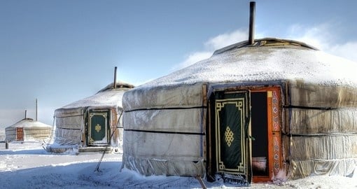 Yurt's - Portable bent wood-framed dwellings are a popular photo opportunity while on your Mongolia vacation.