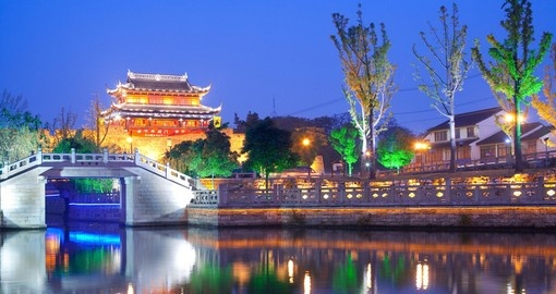 Illuminated Pagoda and canal