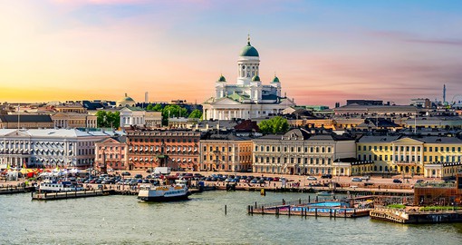 A scenic summer view of historical center of Helsinki - typically the starting point of all Finland vacations.