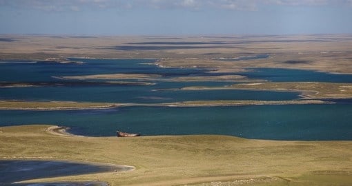 Aerial view of the Falkland Islands