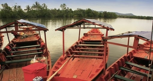 Colorful boats at Ream National Park