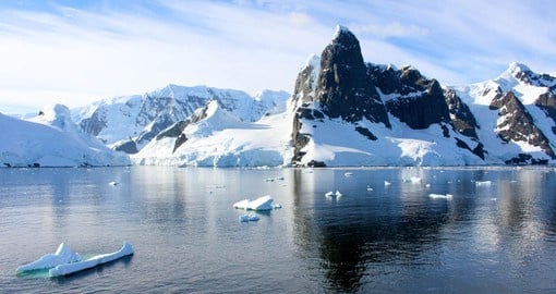 Steep-side Lemaire Channel divides Booth Island and the Antarctic Peninsula