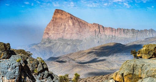 Jebel Shams in the Hajar Ranges in the highest point in Oman