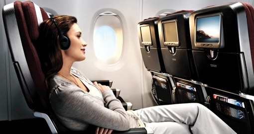 Relax while taking advantage of the inflight entertainment