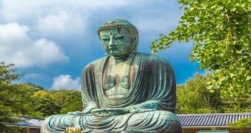 Trek throughout the greenery and visit the Great Buddha statue on your Trip to Japan