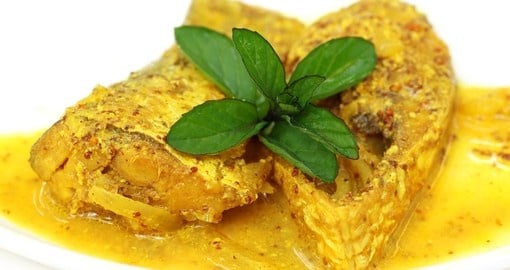 Bengali cusine of hilsa fish with mustard seeds
