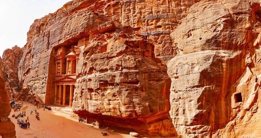 The capital of the Nabatean Kingdom, Petra is carved in the pink sandstone cliffs