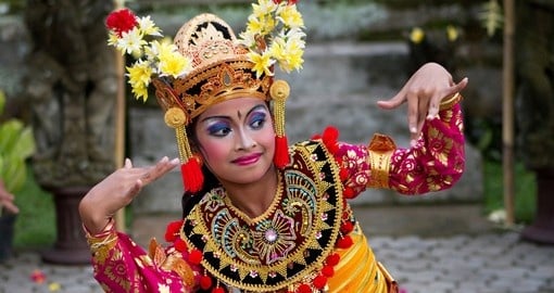 A Balinese girl performs a welcome dance