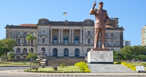 City hall and statue of Michel Samora in Maputo