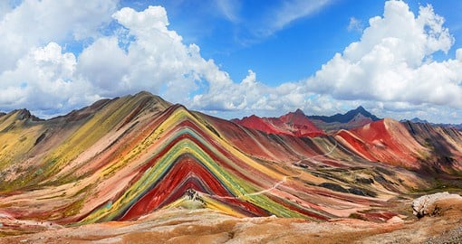 Embrace the magical sight of the Rainbow Mountains, also known as Vinicunca