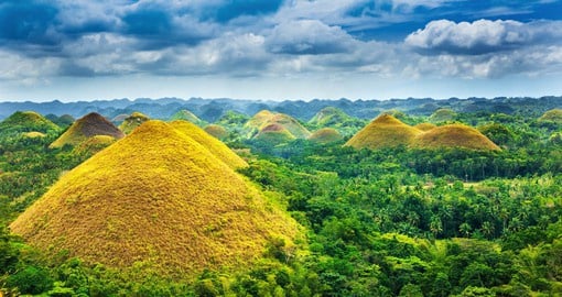 More than 1,268 cone-shaped domes make up The Chocolate Hills of Bohol