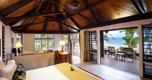 Explore the 18 luxury bungalows that are close to the white sand beach