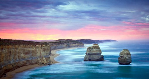 The 12 Apostles rise out of the Southern Ocean, alongside Australia's famous Great Ocean Road