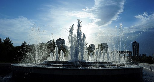 Admire the 27 fountains of Ashgabat's Fountain Complex, the largest collection of fountain pools in the world