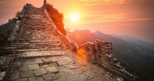 The Great Wall ruins at sunrise