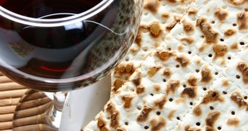 Wine and matzoh elements of Jewish passover supper