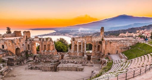 Greek Theater of Taormina was built by the Romans in the third century BC