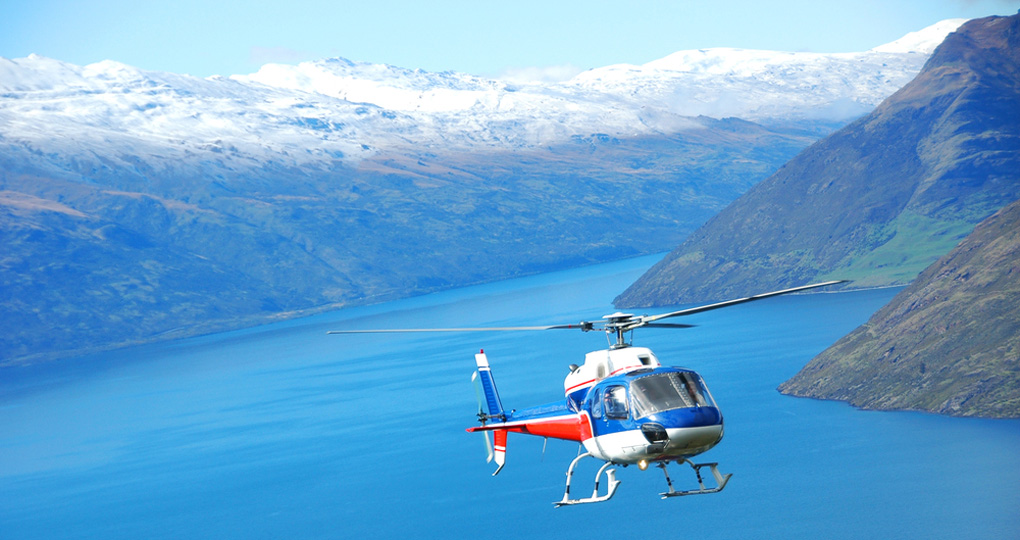 helicopter over Queenstown