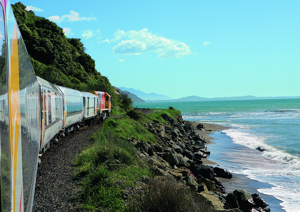 coastal train in New Zealand