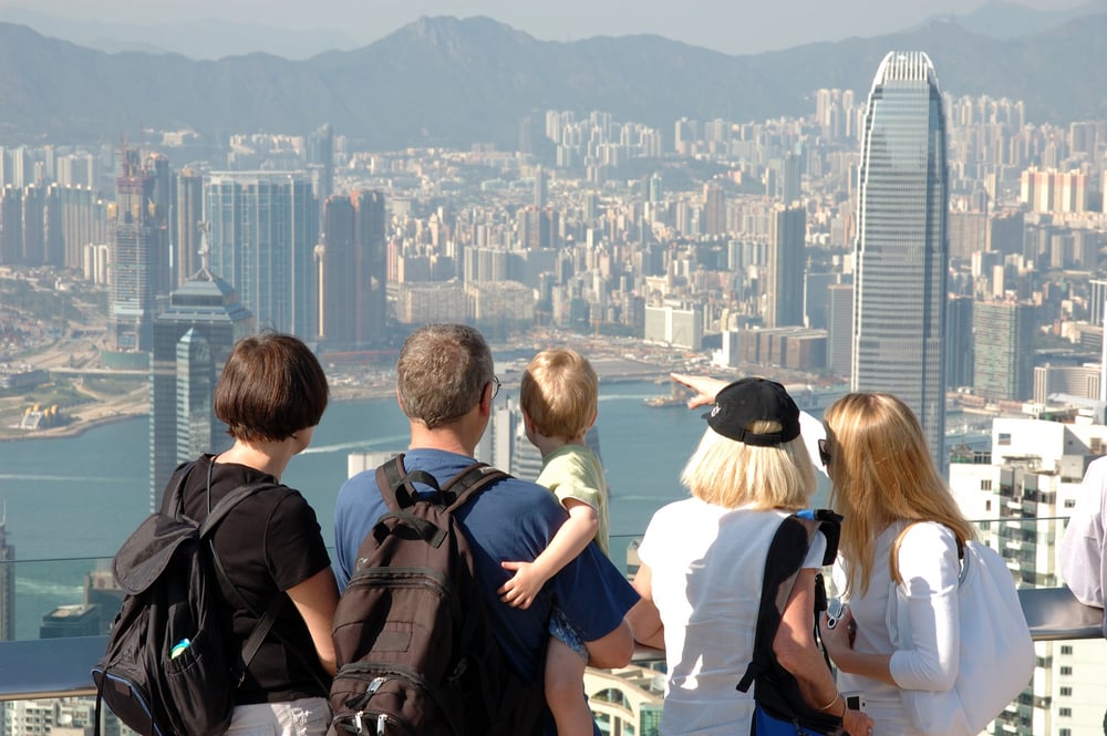 family visiting Hong Kong