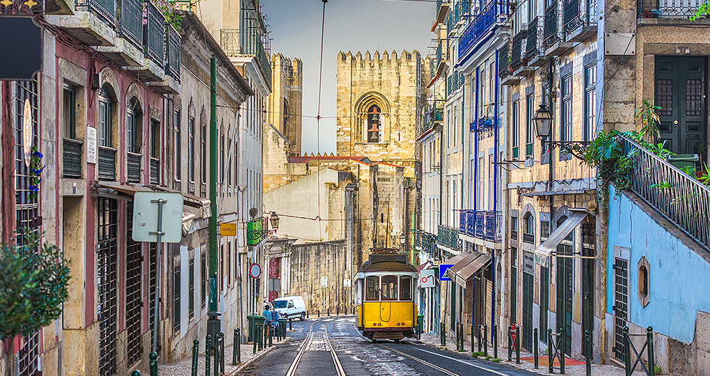 iconic yellow tram in Lisbon