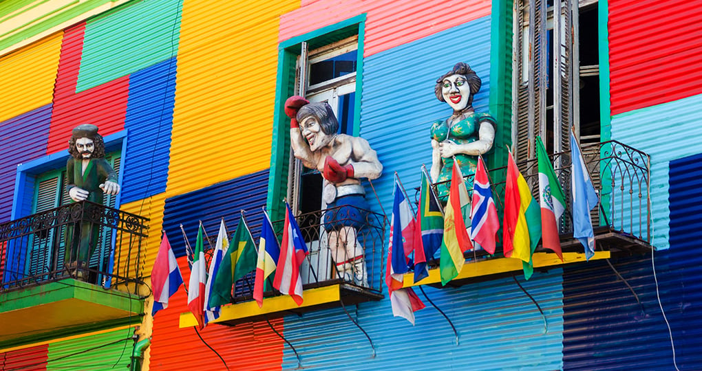 Colorful figures in La Boca, Buenos Aires.