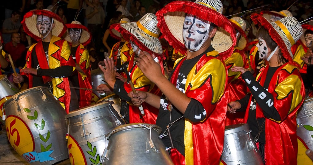 Drummers in Uruguay's Carnival celebrations