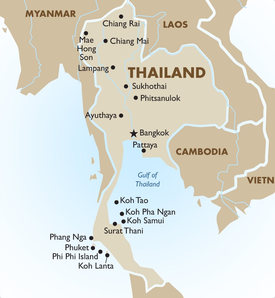thailand cities to visit map